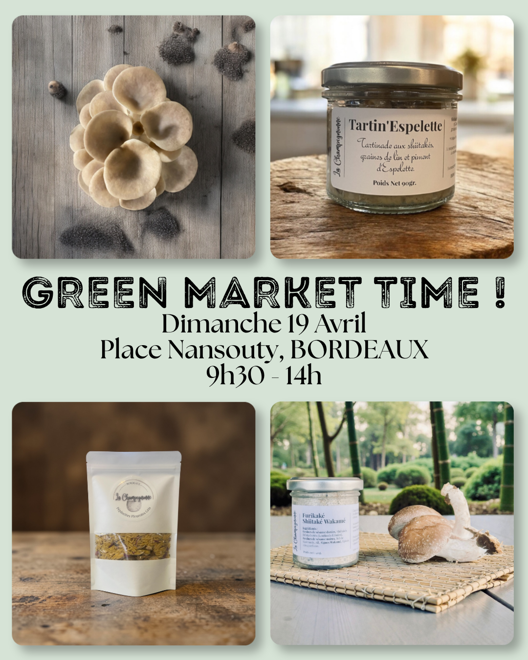 Produits aux champignons présentés pour marché